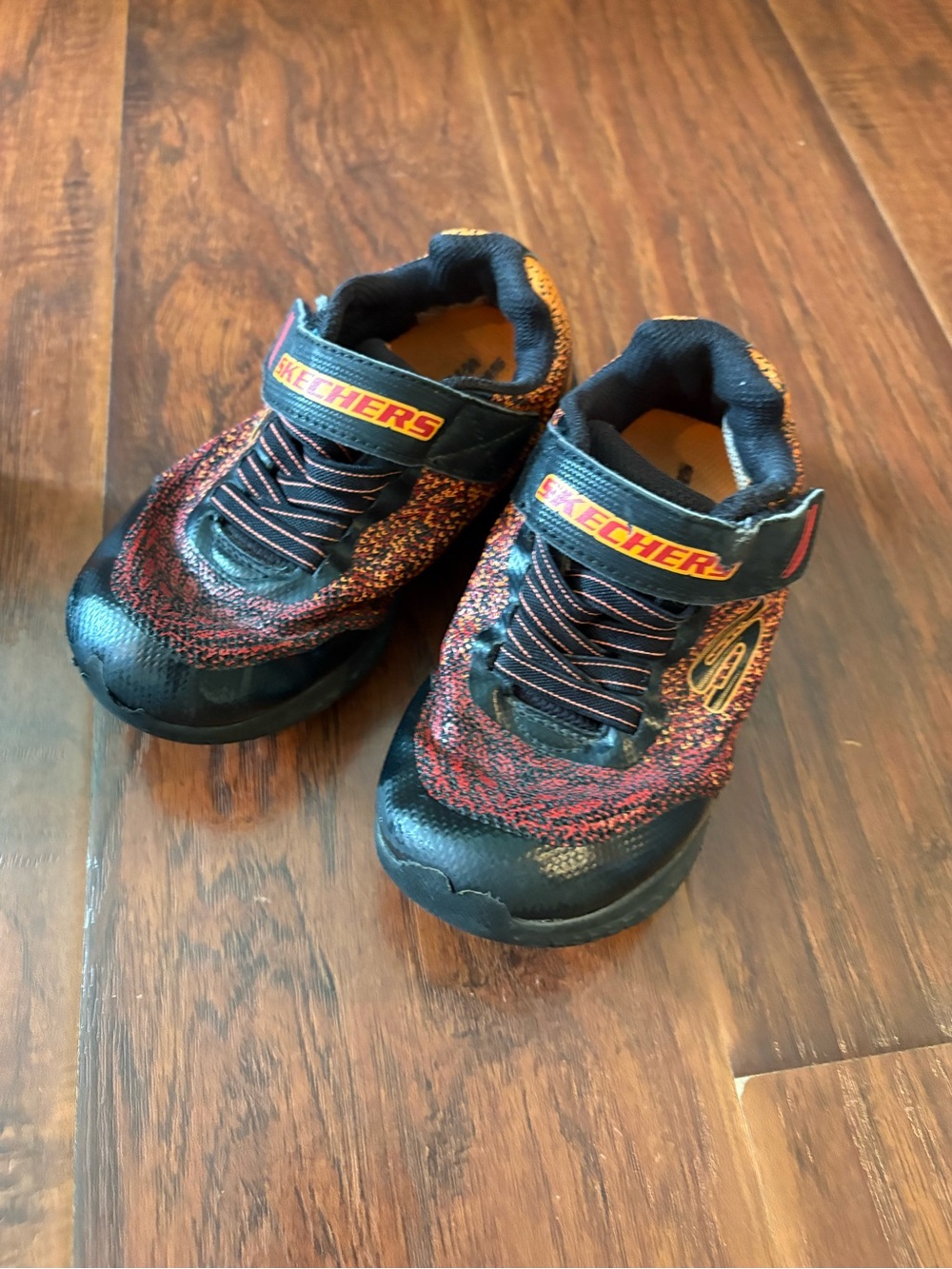 Skechers Kids Black and Red Velcro Athletic Sneakers